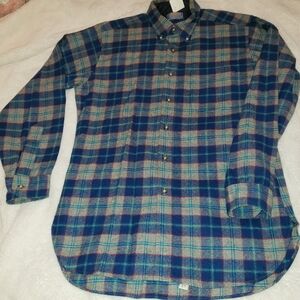Pendleton Men's Casual Plaid Shirt - Blue and Green Made In The USA.